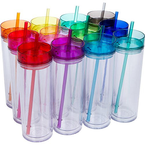 1pc Clear Tumbler With Straw