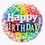 18" HAPPY BIRTHDAY CONFETTI RAINBOW FOIL BALLOON